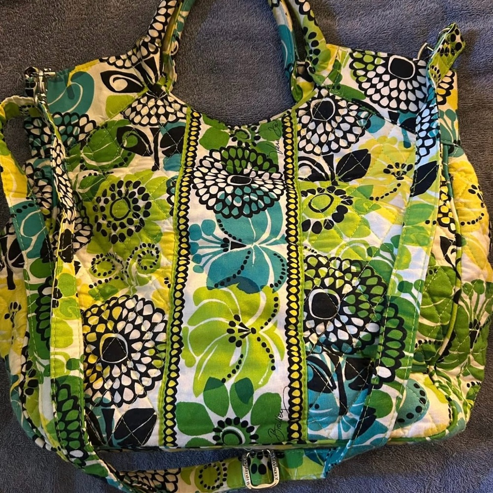 Vera Bradley Green and Blue Floral Crossbody Bag
